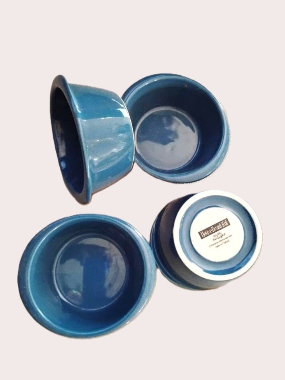 set of 4 ~ house beautiful custard cups - twilight blue